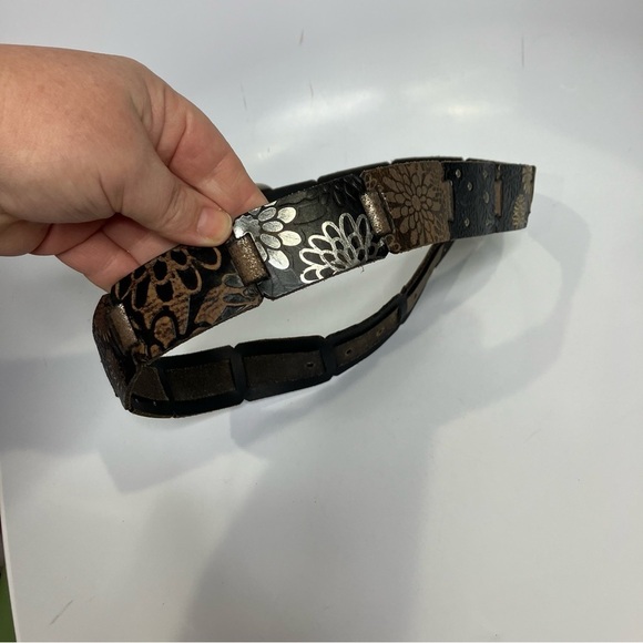Genuine Leather patchwork belt metallic size medium - Picture 2 of 3
